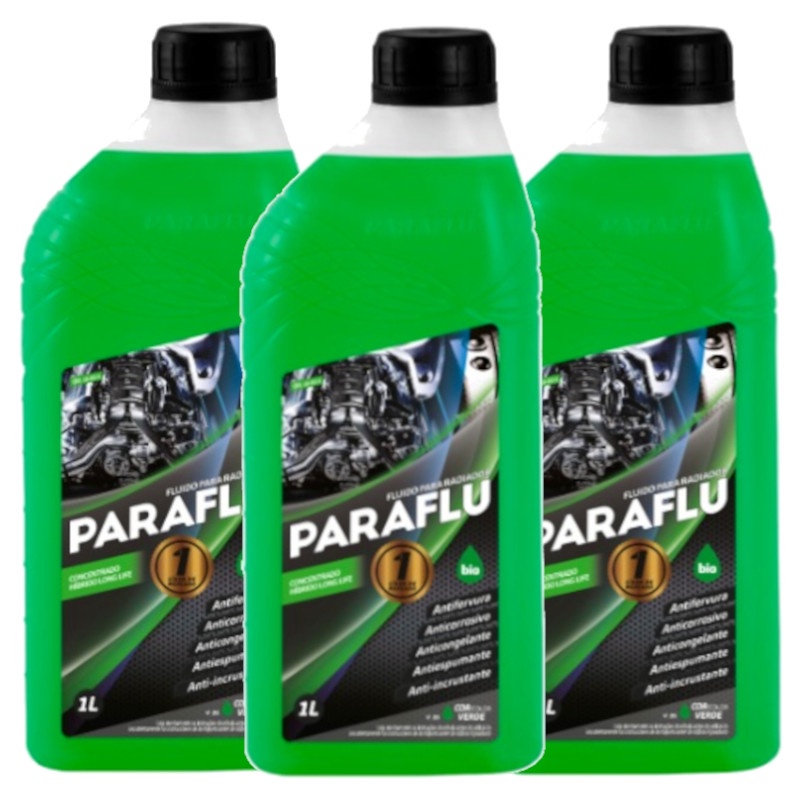 Kit 3 Aditivo concentrado para Radiador Paraflu Refrigerante Bio Híbrido 1L Cor verde em Oferta na Shopee