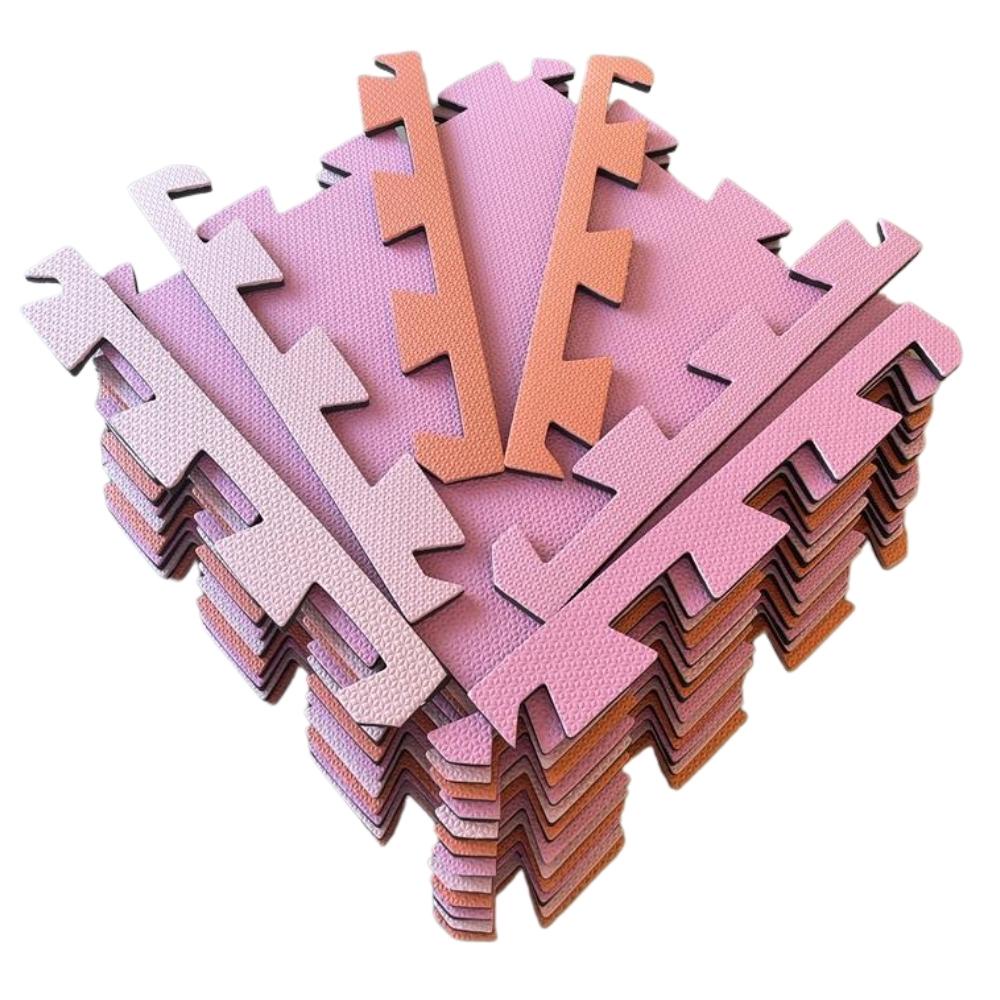 Kit 10 Tatames Tapetes EVA Infantil - Tons de Rosa e Lilás 50x50x1cm
