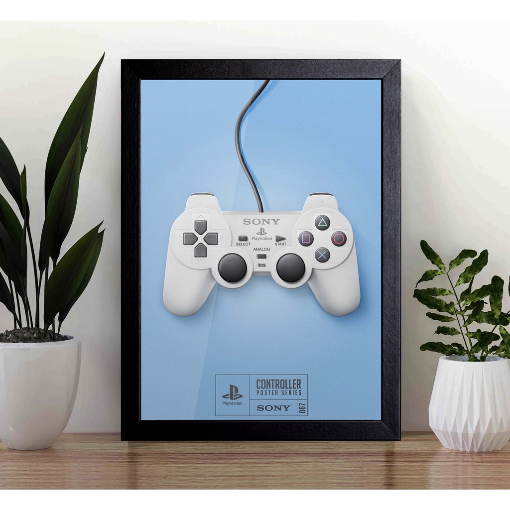 Quadro Controles Retro de Video Game A3 - com Acrílico Na Frente (Tamanho 45.5 X 33 Cm) - Quadro Gamer