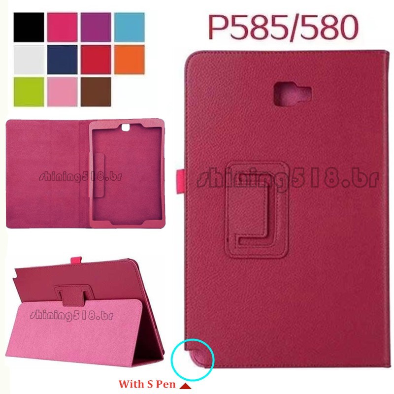 Capa De Couro Dobrável Com Flip Estampada Lichia Para Samsung Galaxy Tab A A6 10.1 '' S Pen (2016) Sm-P585 P580