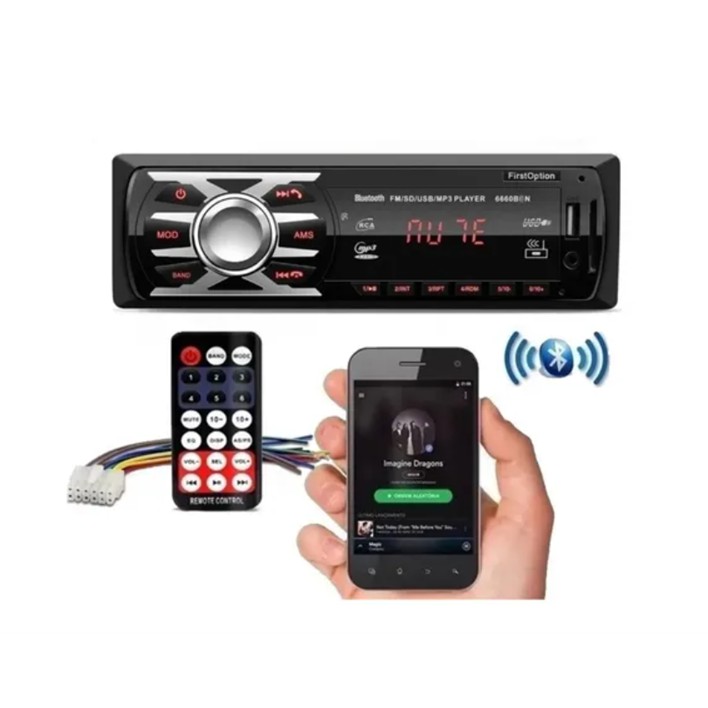 Mp3 Player Automotivo Touch Bluetooth Aux Fm 2 Usb Lcd Colorido - First Option 6660