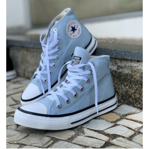 Tenis Converse All Star Bota Cano Alto Azul Claro Bebe Shopee Brasil