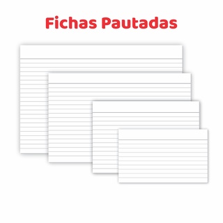 Fichas Pautadas em Papel Cartão para Anotações Tamanhos 3x5 4x6 5x8 6x9