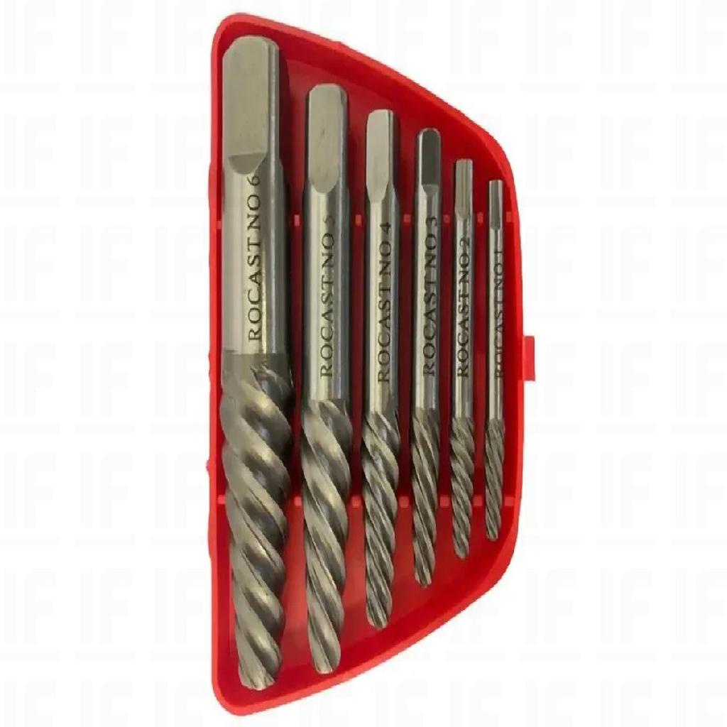 Kit Jogo Extrator Saca Parafusos Quebrados Danificados 6 Peças