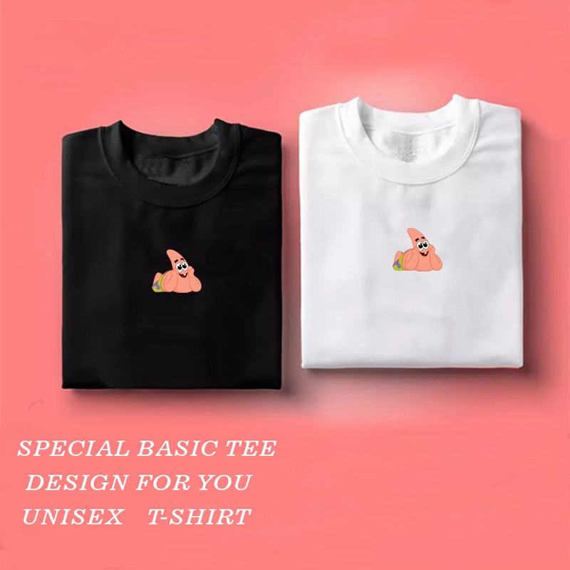 T-Shirt PATRICK MOTIF DISTRO CASUAL/Roupas Masculinas/Homem Femininas Feminina/Roupa Masculina/TOPS/Simples