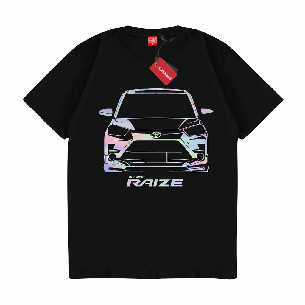 Sakazuki Camiseta Automotiva Silhueta Carro Toyota Raize Casual Distro Algodão Masculino Penteado 24s