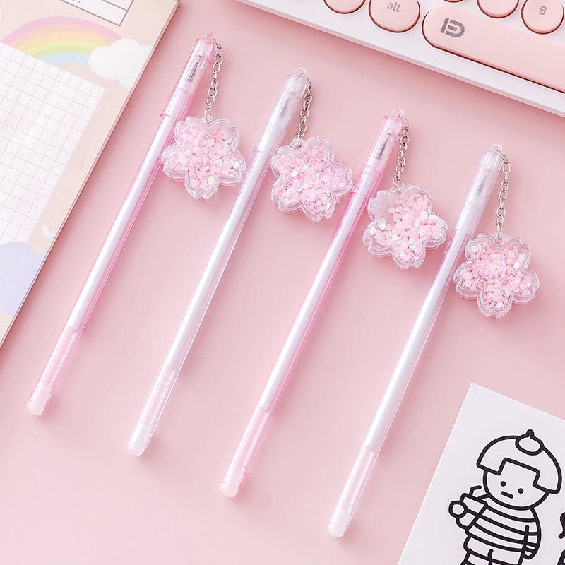 [Nova Chegada] Pingente Rosa Neutro Caneta Neutra Lovely Fresh Black 0,5mm Papelaria Estudantil