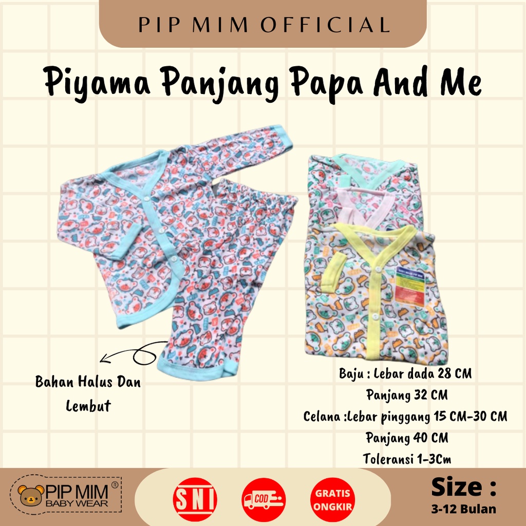 Pip Mim Baby-Conjunto De Pijama Longo Para Bebês E Crianças De 3 A 12 Meses Com Motivo Papa And Me