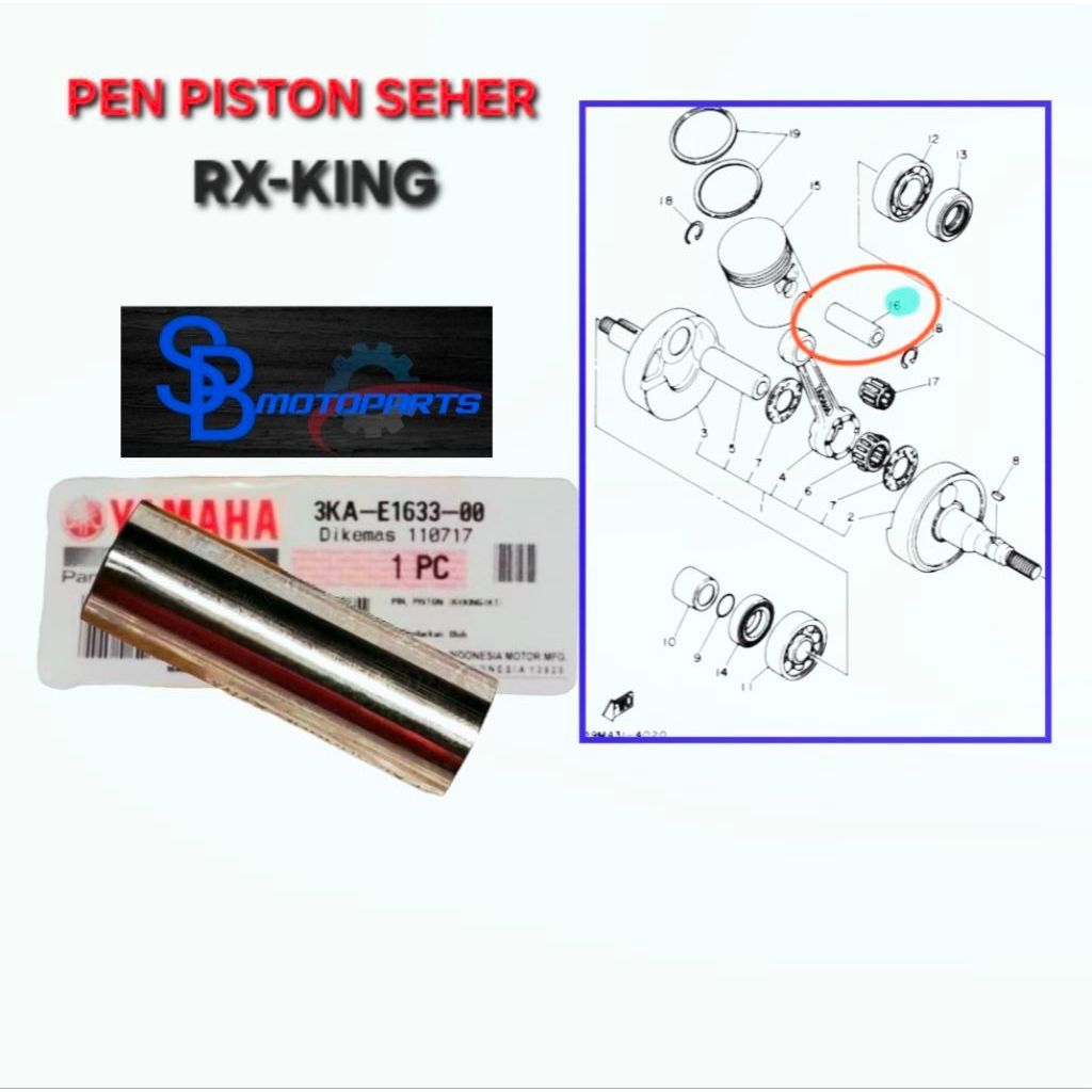 Caneta Pistão RX-KING Como PIN SEHER RXK RXKING ORIGINAL YGP 3-E1633-00
