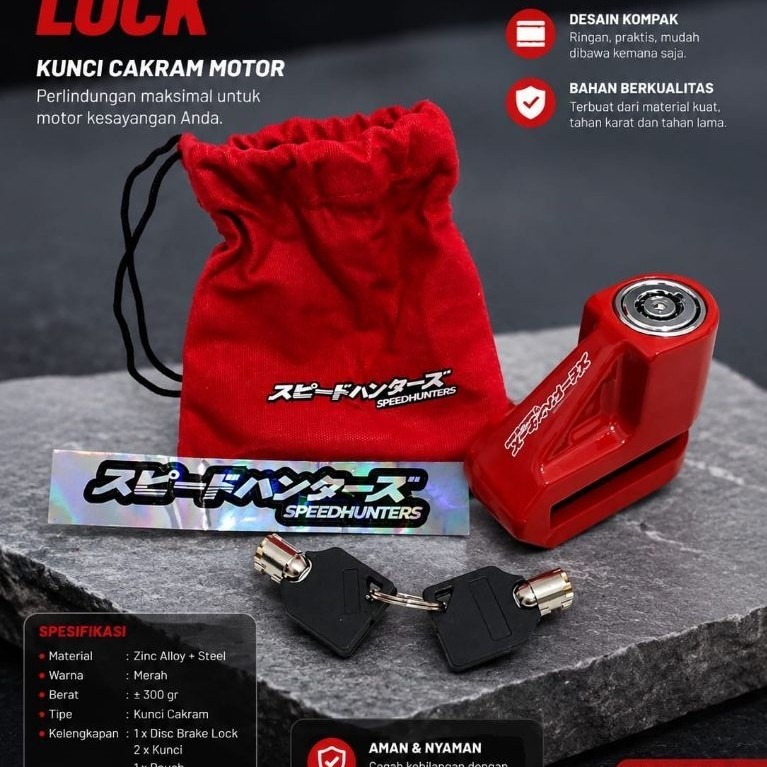 Cadeado De Disco SPEEDHUNTERS , material premium , Liga De Zinco + Aço Sólido , Resistente