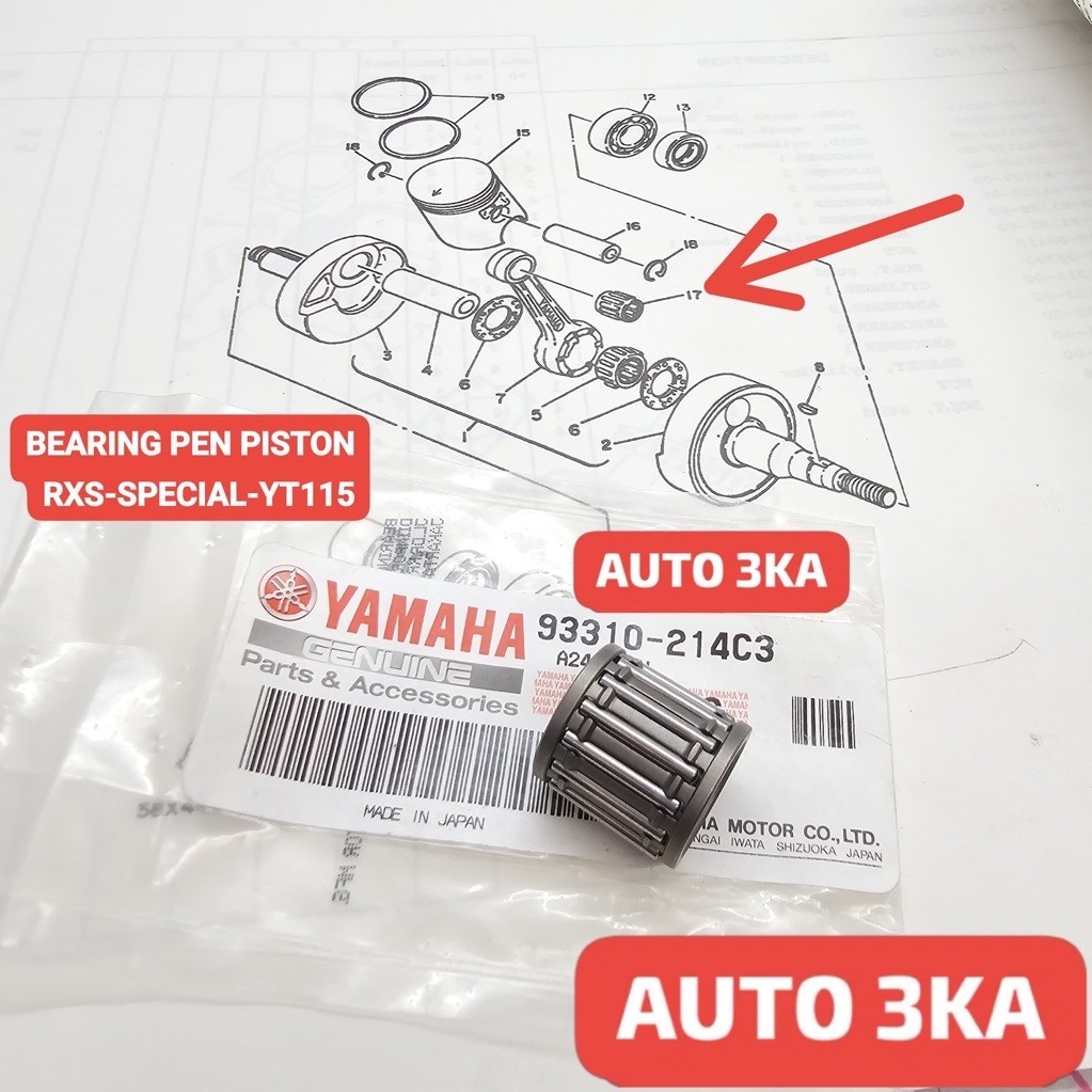 Caneta De Pistão De Rolamento De Bambu YAMAHA RXS , RX Especial , YT115 , RX100 ORIGINAL 93310-214C3