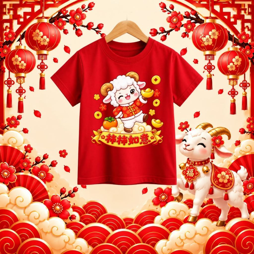 STAR KIDS_99/Camiseta Chinesa De Ano Novo top sio Cabra 2027 Chinês 2027 Tamanhos Para Crianças A Adultos