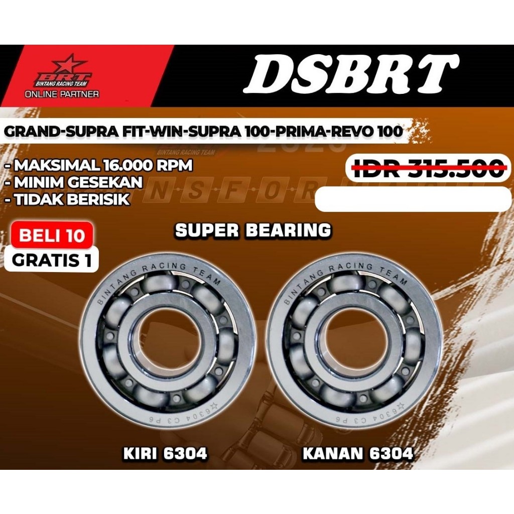 Virabrequim De Rolamento Lahar 6304 BRT GRAND Supra X Fit Astrea WIN C100 Legenda REVO PRIMA