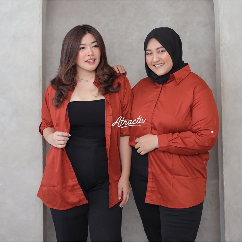 Camisa MERAH KEMEJA Atrativo Terracota Jumbo XXL XXXL 5L 6L Brick Vermelha LD120 LD130 LD135 LD142