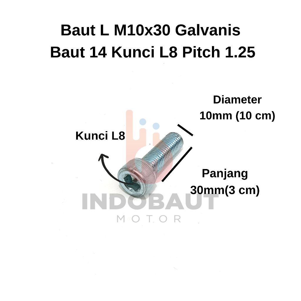 Parafuso L M10x30 Rosca 14 Chave Galvanizada Branca L8 10x30 M10 10mm 1.25