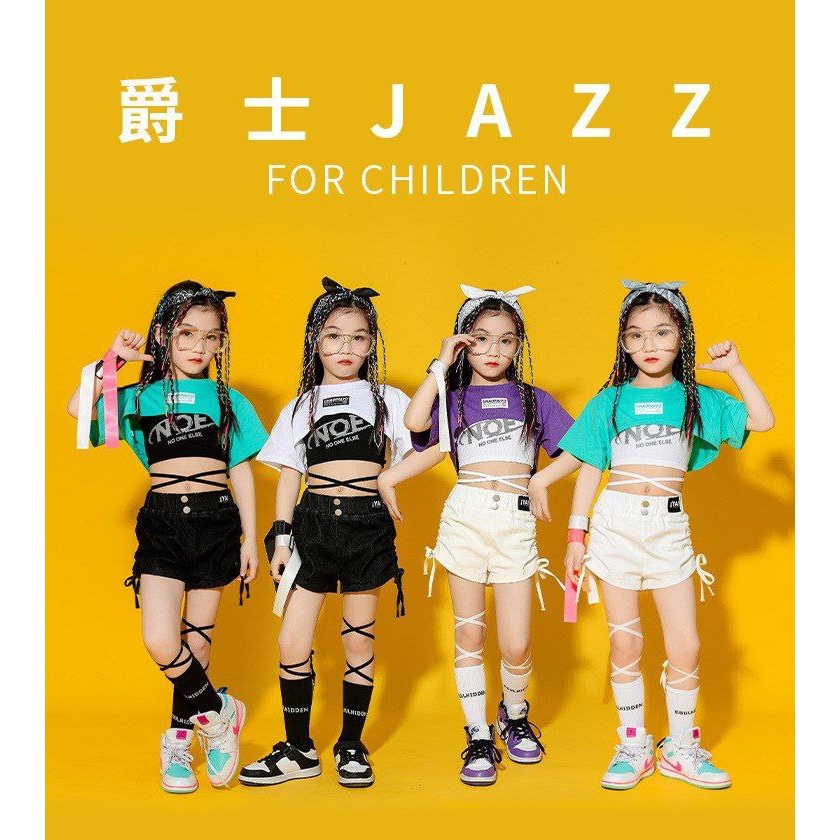 [JEWELS KIDS] MAEVE CROP TOP/Conjunto De Roupas De Infantil Importado Dança De HIPHOP Coreano