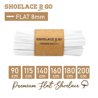 Cadarço 2 GO PREMIUM FLAT-SF8-A1-Branco-8MM-90CM 115CM 140CM 160CM 180CM 200CM