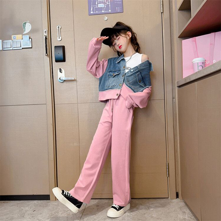 [JEWELS KIDS] Conjunto De Culote De Jaqueta COSTA/JEANS Infantil Importada De Tamanho Grande/Roupas De Moda De Adolescen