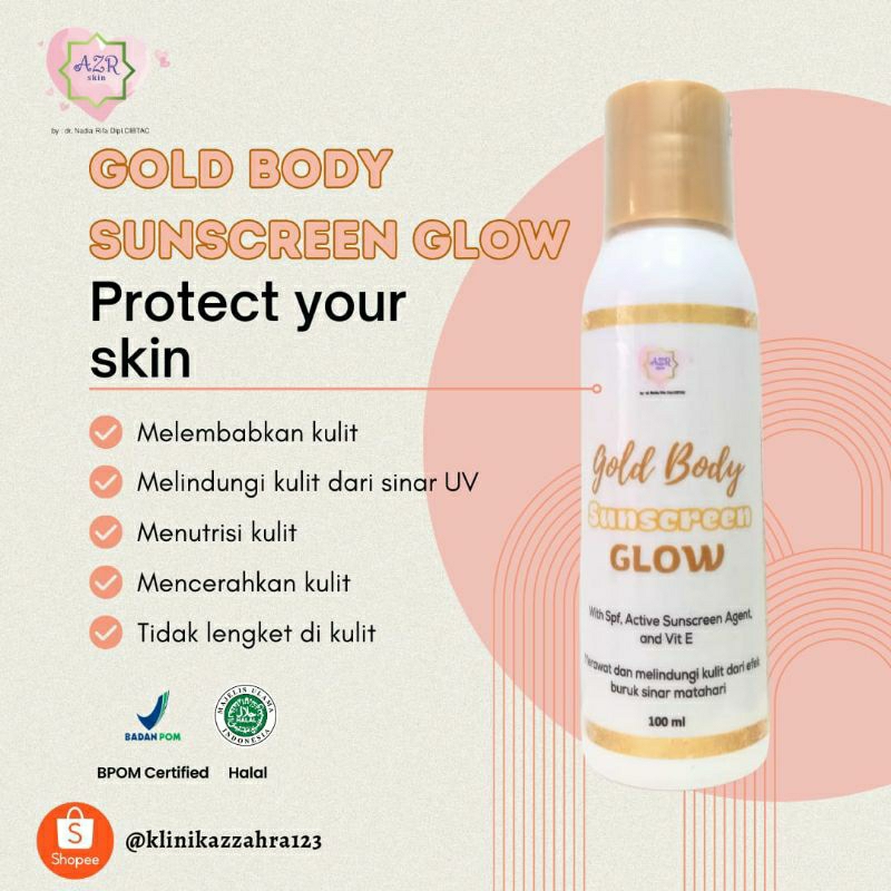 Protetor Solar BODY GLOW spf 50 AZR SKIN Por dr Nadia Rifa dipl.CIBTAC (Cuidados Corporais Para Proteger O Corpo Contra