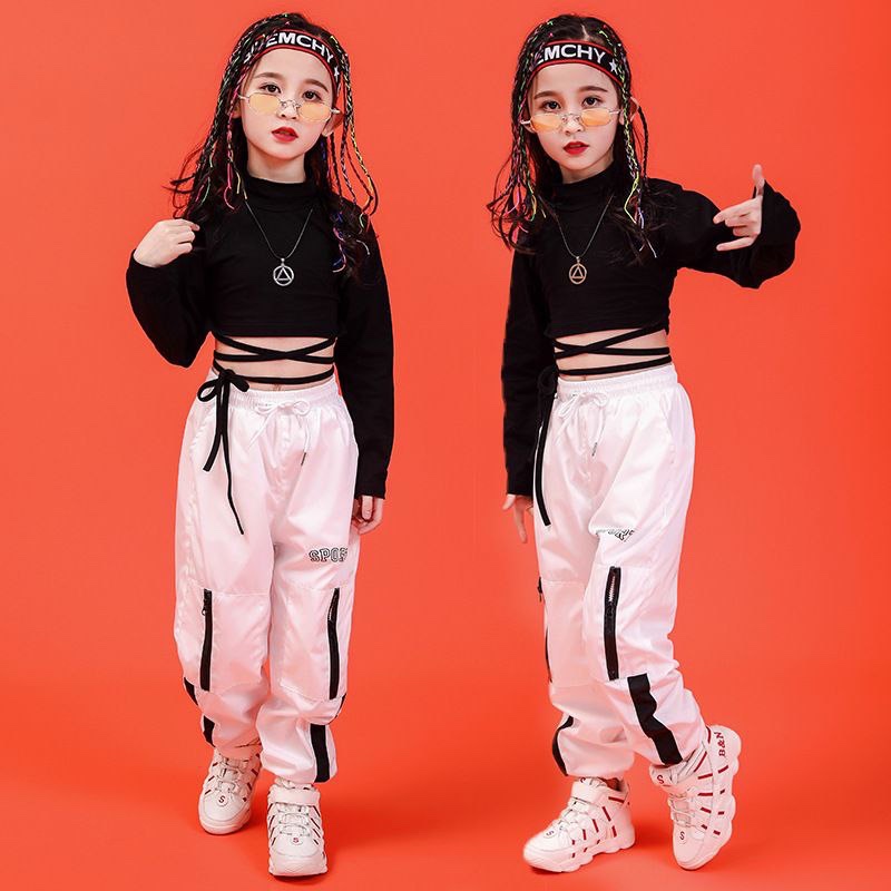 [JEWELS KIDS] Conjunto De Manga CROP ALANA/Roupas De Dança HIP HOP Para Crianças Importados E Calças JOGGER