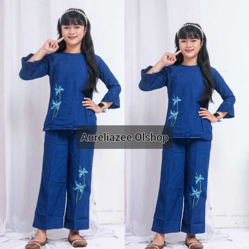 Conjunto jeans Infantil Vestido De 7 A 15 Anos