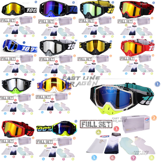 100 % Óculos 2 Lentes Conjunto Completo TRAIL MOTOCROSS Capacete JPX ORCA KLX CRV SUPERMOTO ADVENTURE