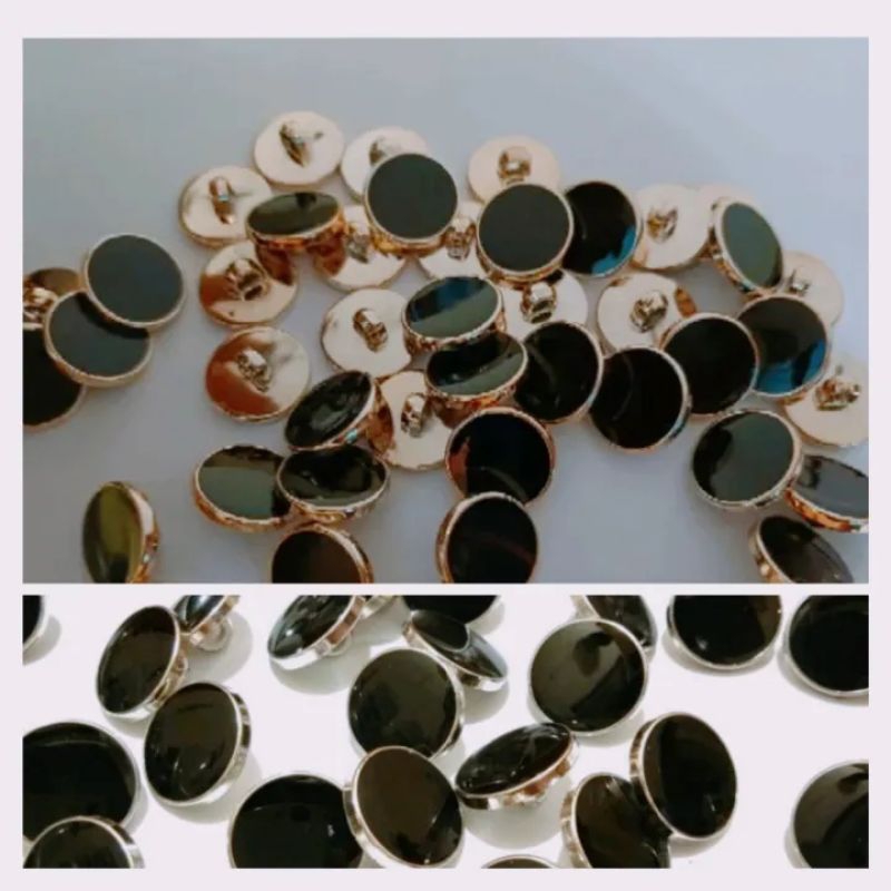 12 Botões De Cogumelo Luxuosos Motivo De Mármore Preto/Abstrato Clássico Prata Ouro