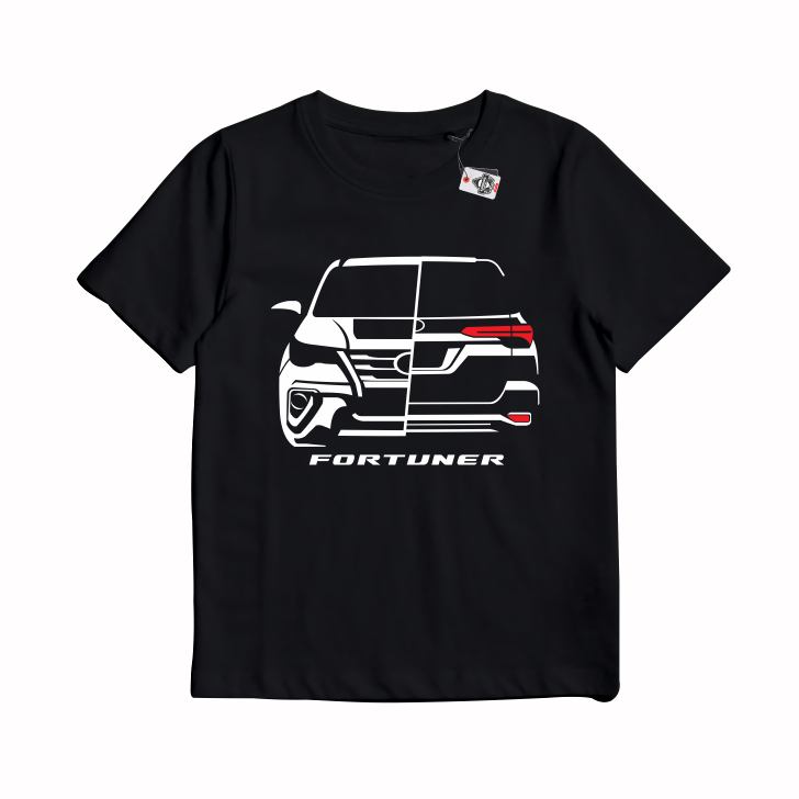 Camiseta Karimak Distro Unissex Imagem De Carro Infantil Toyota Novo Fortuner Meia Frente Traseira