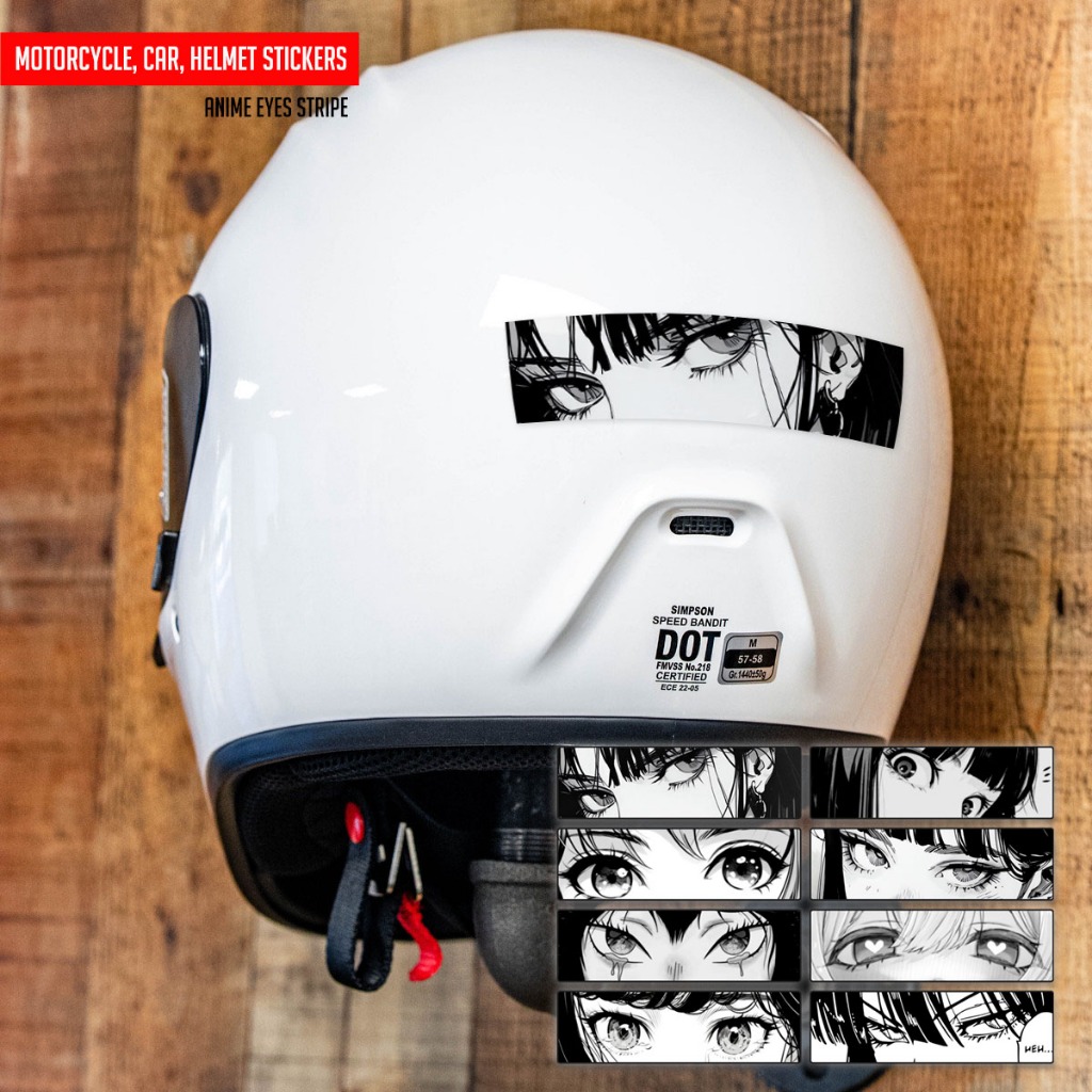 JDM Anime Girl Eye Stripe Adesivo Motocicleta Capacete De Carro nmax xmax