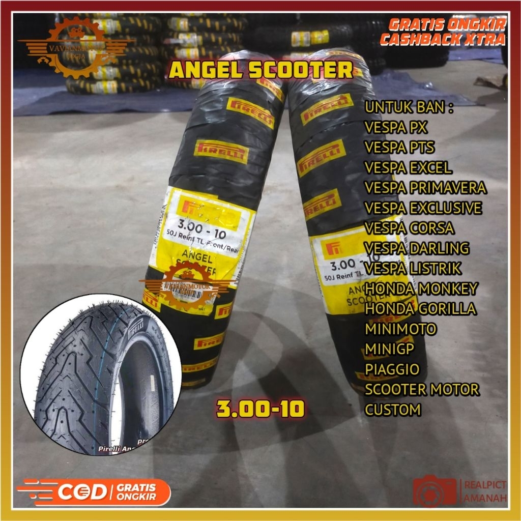 Pneus De Scooter Pirelli Angel Prontos Para Primeira Mão 3.00-10 3.00 Anel 10 Traseiros Dianteiros Vespa Corsa PTS Excel