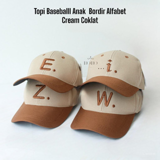 Bobo_store03-Chapéu De Beisebol Infantil Unissex Premium De 2 A 9 Anos Com Bordado De Alfabeto Marrom Creme em Oferta na Shopee