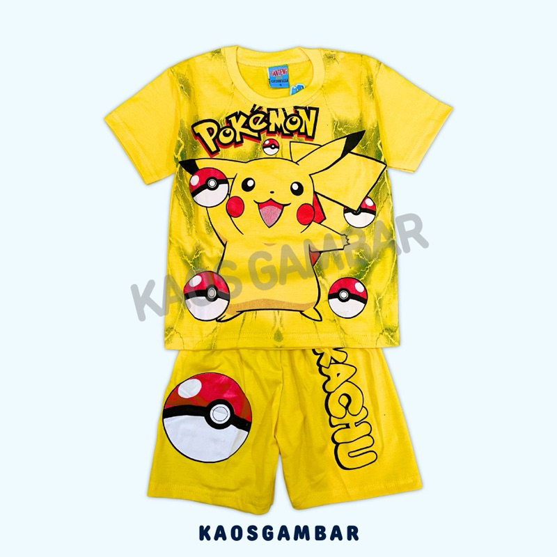 T-SHIRT De Imagem-Conjunto De Meninos POKEMON Amarelo PIKACHU 1-9 Anos