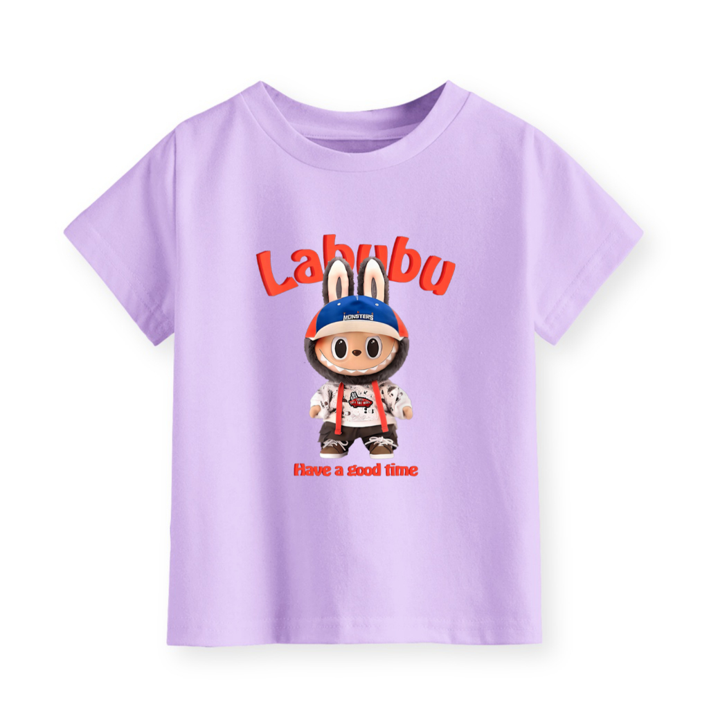 T-SHIRT Infantil LABUBU PREMIUM Marca Algodão 30S Em Beleza Cor LILAC