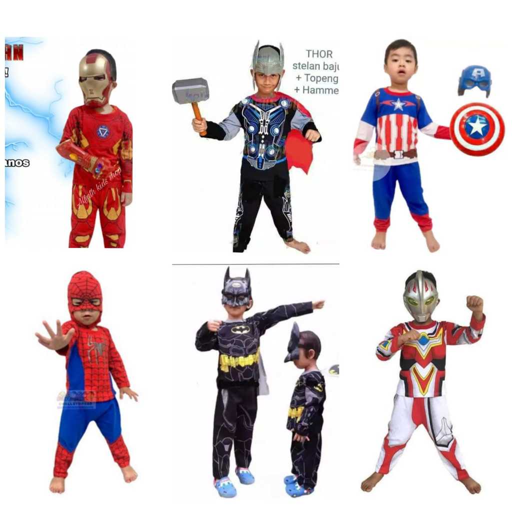 Traje Infantil De Super-Herói Ultraman SPIDERMAN Capitão América batman Máscara Grátis/Roupas Infantis Heróis