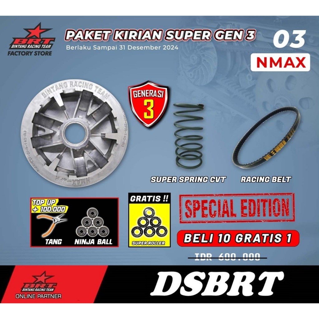 Pacote KIRIAN Pully Roller Vbelt BRT NMAX Aerox LEXI Todos Novos N max