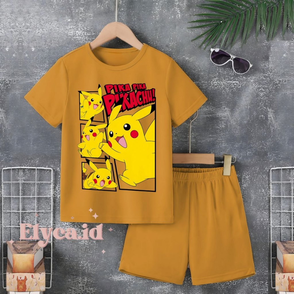 Elyca.id-PIKACHU PIKA shorts Estampados Em Tela digital Para Meninos E Meninas , material De Algodão Penteado/Roupas Inf