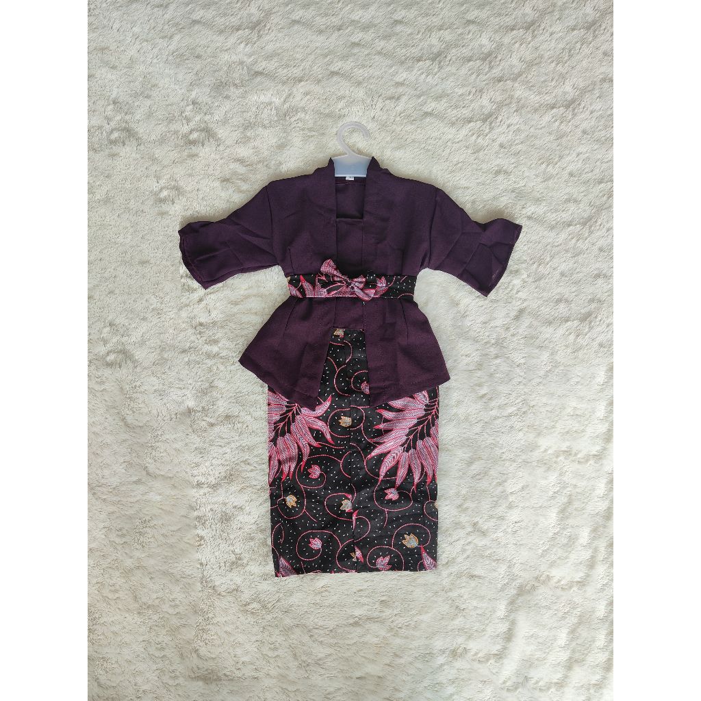 Conjunto Kebaya Infantil Chiffon + Saia Longa Batik | Premium Macio E Fresco Tamanho XS – XL