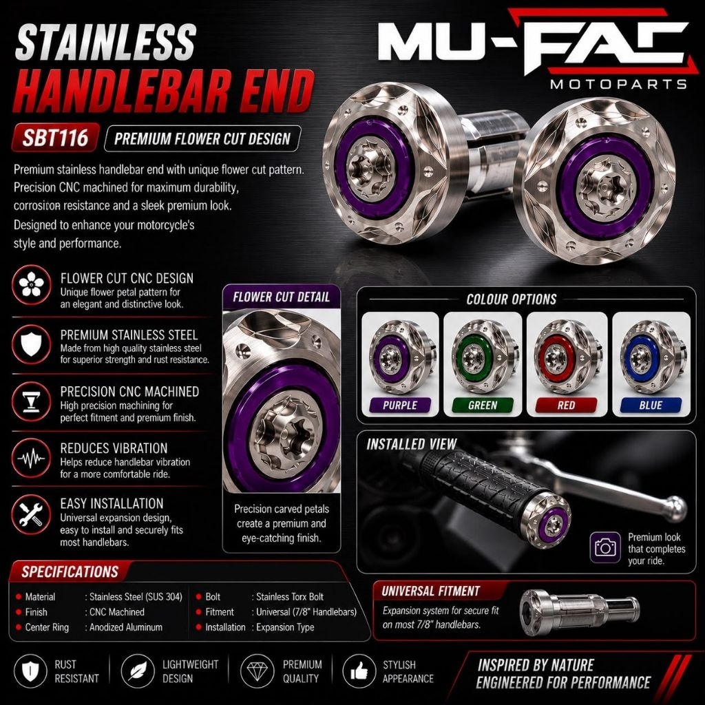 MUFAC Importado Guidão De Aço Inoxidável SBT116 Qualidade PREMIUM Motocicleta UNIVERSAL Para Todas As Motocicletas