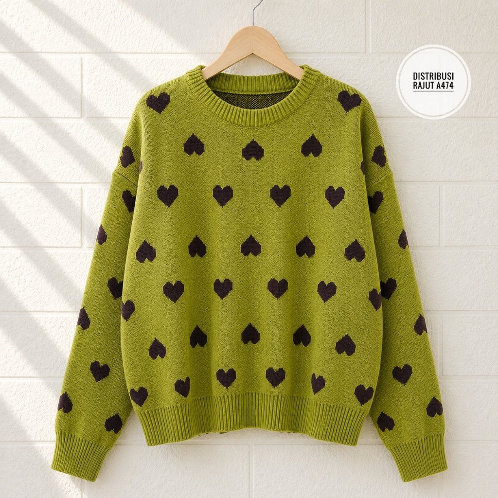 Suéter Feminino De Malha Arisha Premium Com Motivo De Amor , Estilo Coreano Casual