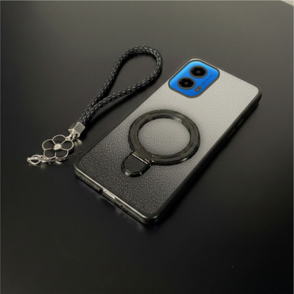 Motorola G45 G34/Edge 60 Fusion Luxury Glitter Ring Magsafe Com Cordão De Flor G