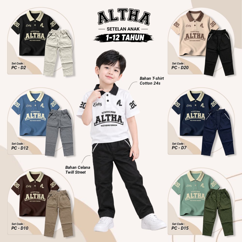 Conjunto De Camisa Polo Altha Long Chino Para Crianças De 1 A 12 Anos Feito De Sarja De Algodão Penteado 24s Código De R