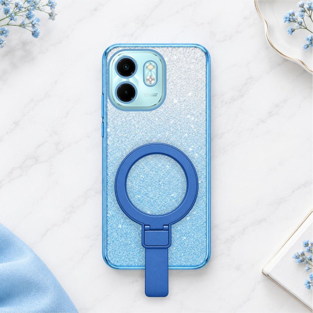 SoftCase HP Glitter Crystal Bling Premium Infinix Smat 9/Hot 50i Suporte De Anel Multifuncional E Elegante