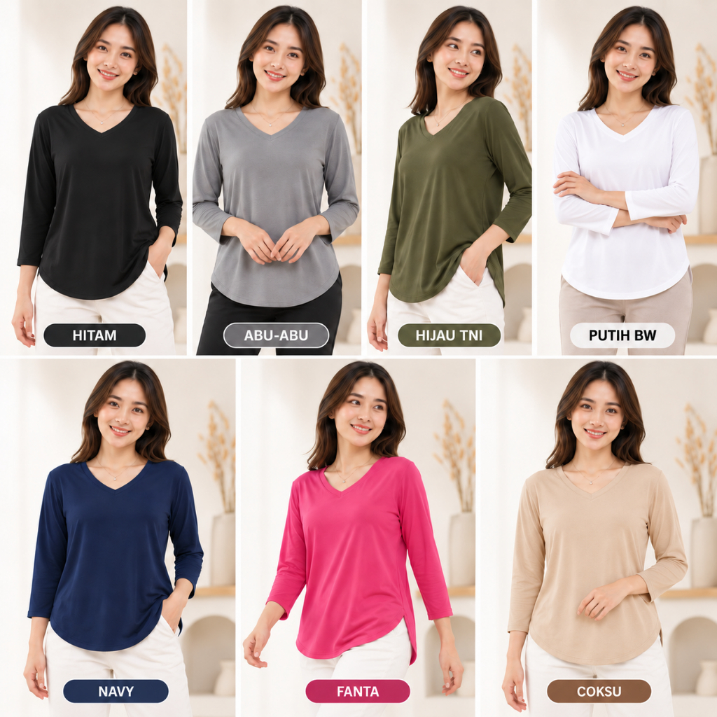 Camiseta Feminina Oversized De Elastano Com Decote Em V E Manga Comprida , Legal , Confortável De Usar