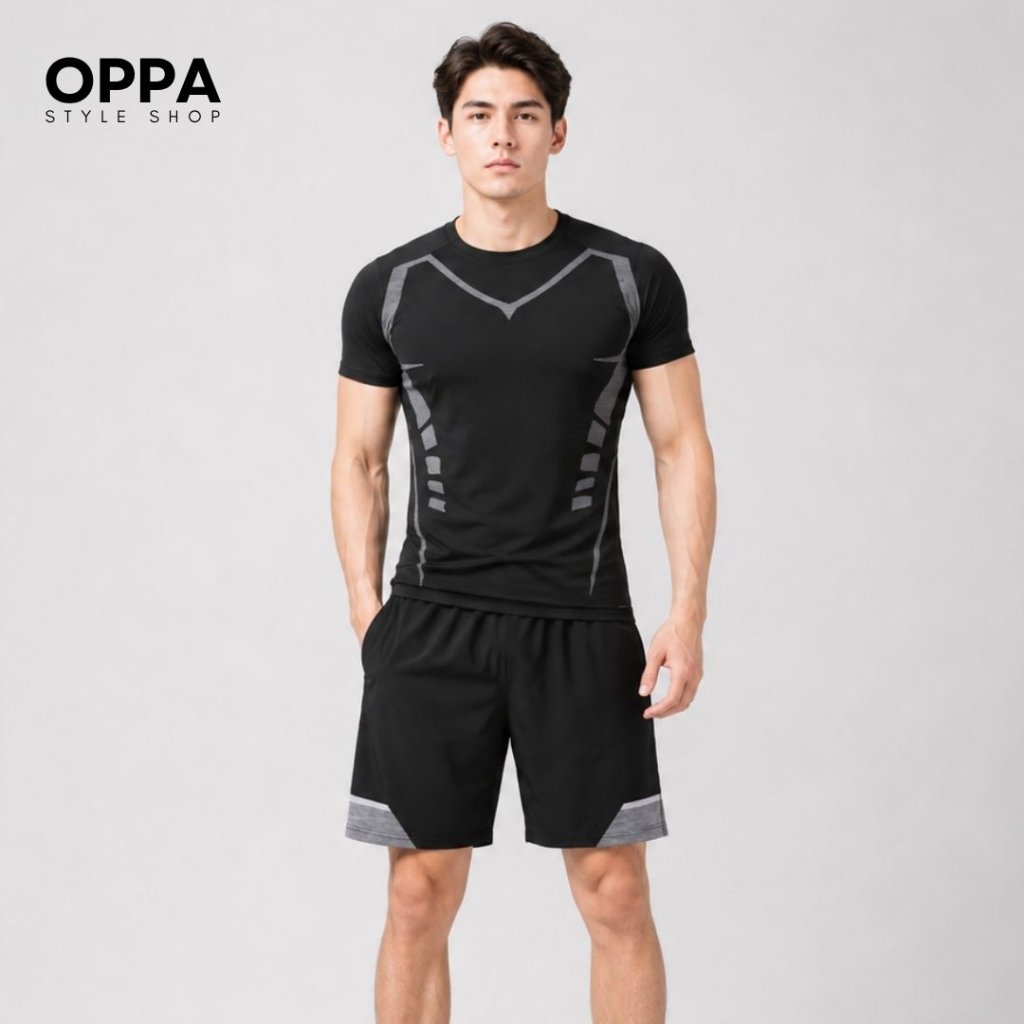 Oppa Style Shop Sport Set Camiseta De Treinamento Masculina Academia Corrida Ciclismo