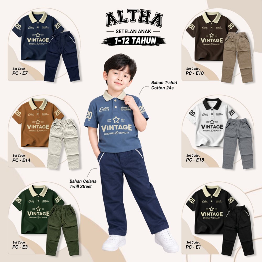 Conjunto De Camisa Polo Altha Long Chino Para Crianças De 1 A 12 Anos Feito De Sarja De Algodão Penteado 24s Código De R