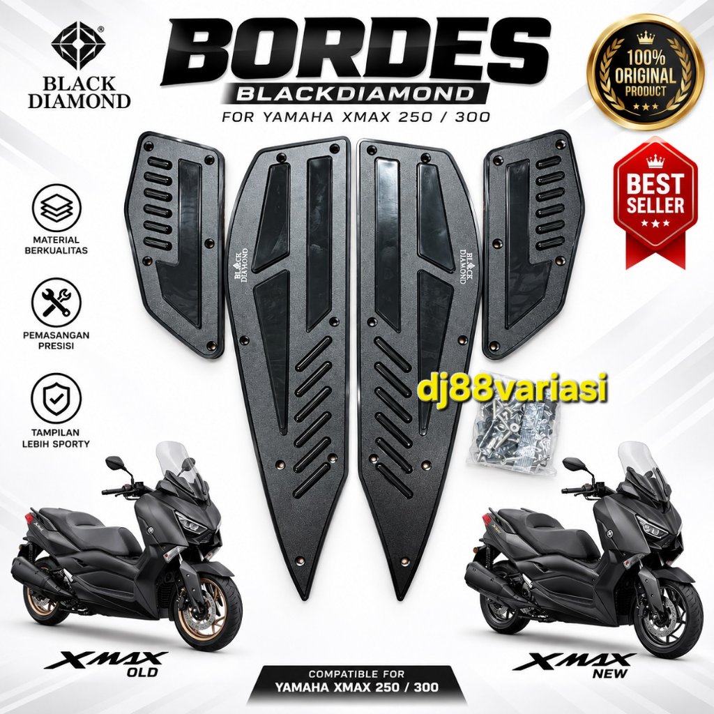 xmax 250 Diamante Preto cnc Tapete Apoio Para Os Pés Passo Placa Acessórios Variações