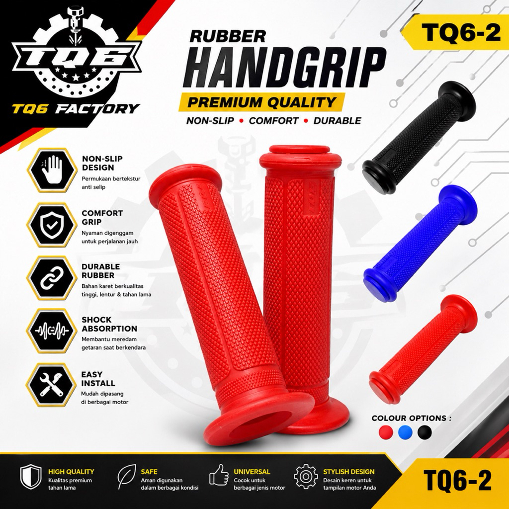 Punho De Borracha Para Motocicleta TQ6-2 Premium – Antiderrapante , Confortável , Universal Todas As Motocicletas