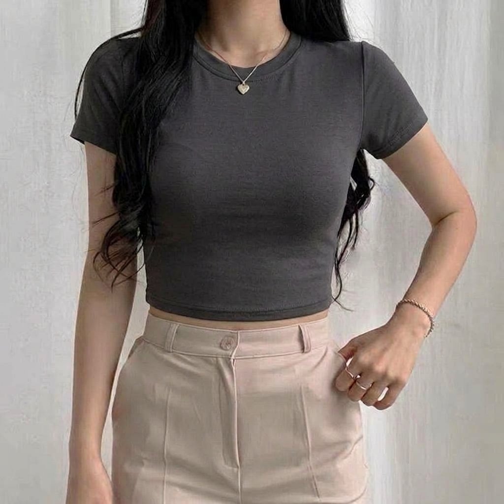 Camiseta Feminina Lisa/Manga Curta/Semi Elastano Ajuste Confortável Casual Premium Distro