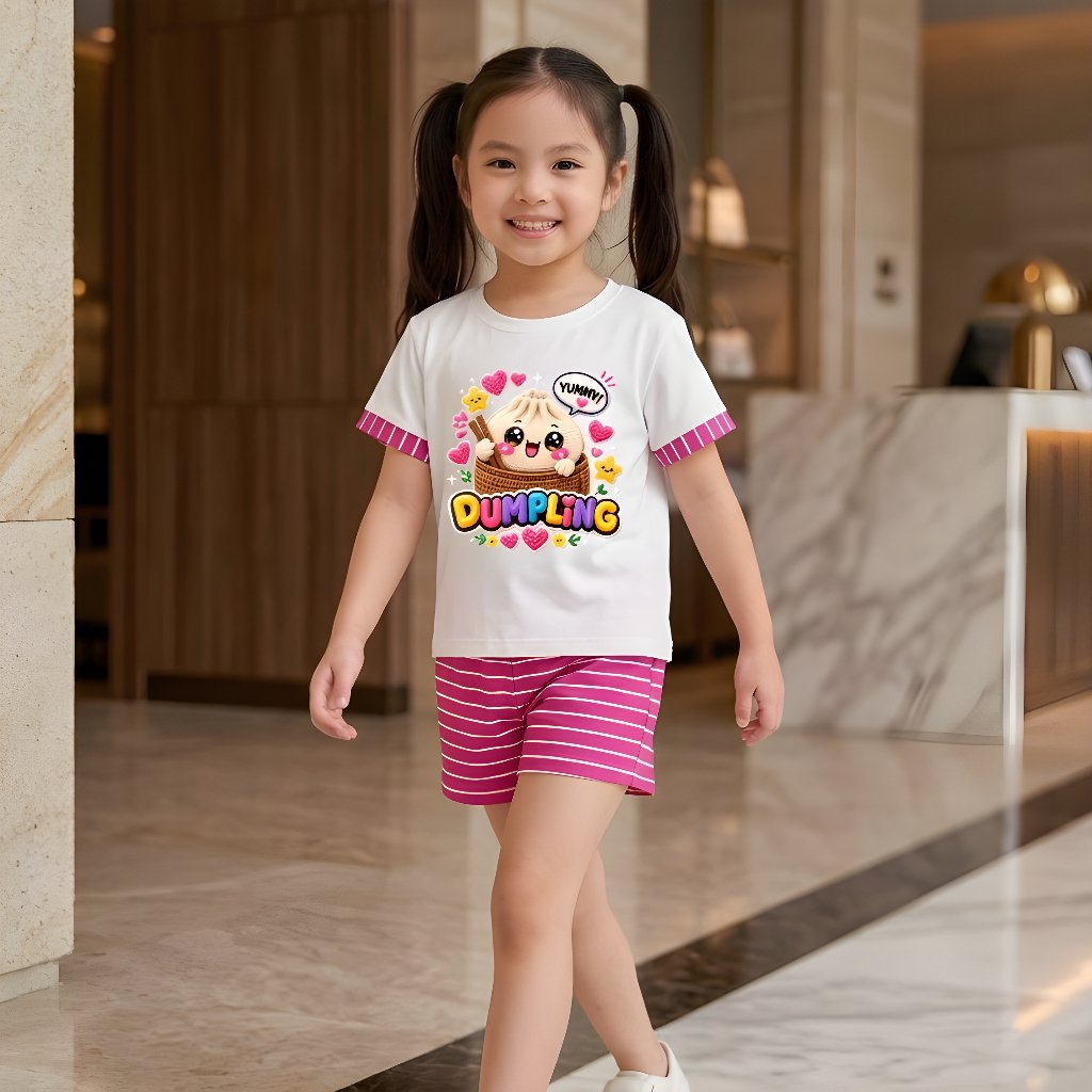 Conjunto De Camisetas Femininas Com Motivo Mole De Bolinho , Idades De 1 A 8 Anos , Calças Listradas