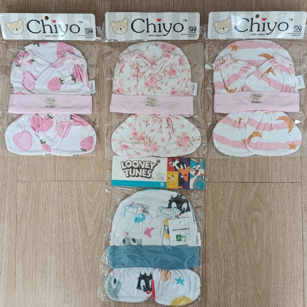 Conjunto De Chapéu CHIYO-De Bebê E Luvas STK Newborn NB SNI Motif